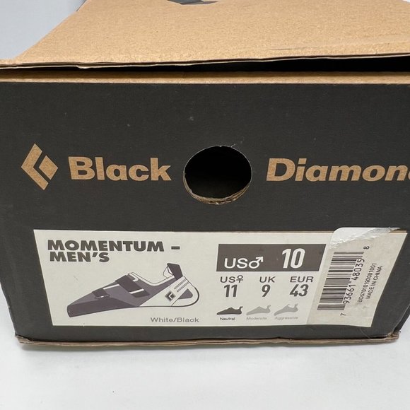Black Diamond Equipment Momentum Size 10 Mens Rock Climbing Shoe Black White NEW - Picture 2 of 9